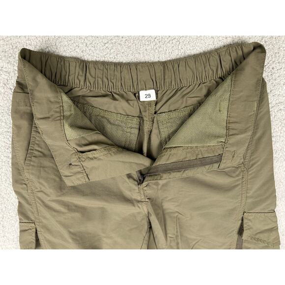 Convertible Hiking Pants Mens 29 Olive Green Cargo Pocket Straight Leg Outdoor - Picture 5 of 11